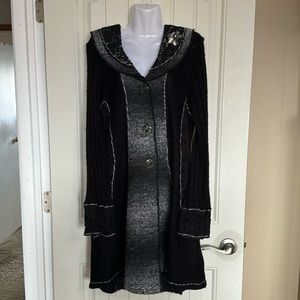 Black and Grey Sweater Jacket, Papa, size Large